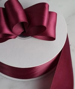 HIER_5143 50 Yards 1.5" Burgundy Satin Single Faced Ribbon Wholesale