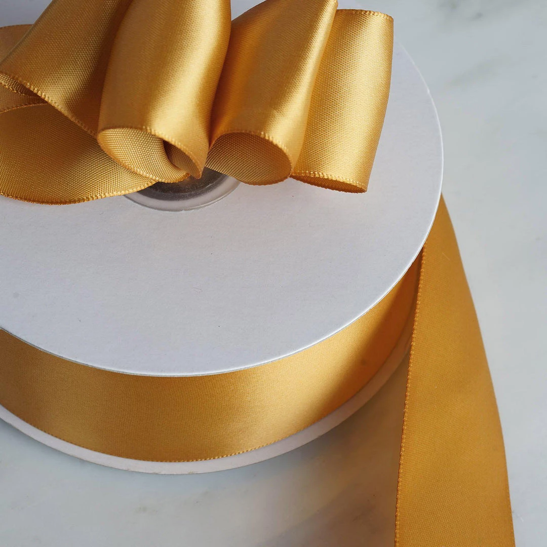 HIER_5143 50 Yards 1.5" Gold Satin Single Faced Ribbon Wholesale 2 HIER_5143 50 Yards 1.5" Gold Satin Single Faced Ribbon Wholesale