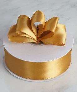 HIER_5143 50 Yards 1.5" Gold Satin Single Faced Ribbon Wholesale 7 HIER_5143 50 Yards 1.5