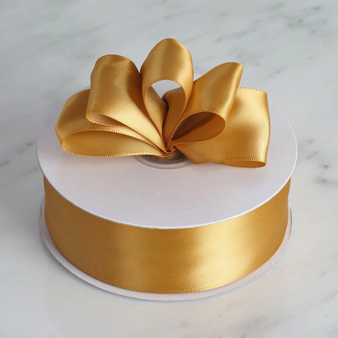HIER_5143 50 Yards 1.5" Gold Satin Single Faced Ribbon Wholesale 3 HIER_5143 50 Yards 1.5" Gold Satin Single Faced Ribbon Wholesale