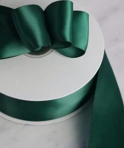 HIER_5143 Fabric Bolts & Bags 50 Yards 1.5" DIY Hunter Emerald Green Satin Ribbon