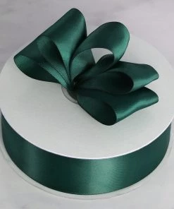 HIER_5143 Fabric Bolts & Bags 50 Yards 1.5" DIY Hunter Emerald Green Satin Ribbon