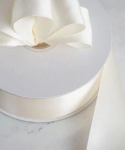 HIER_5143 50 Yards 1.5" DIY Ivory Satin Ribbon Fabric Bolts & Bags