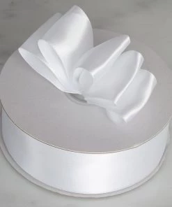 HIER_5143 50 Yards 1.5" White Satin Single Faced Ribbon Wholesale Fabric Bolts & Bags
