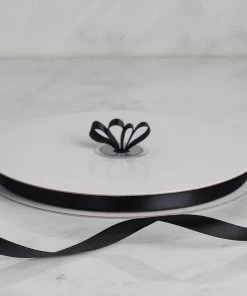 HIER_5143 100 Yards 3/8" Black Decorative Satin Ribbon Fabric Bolts & Bags