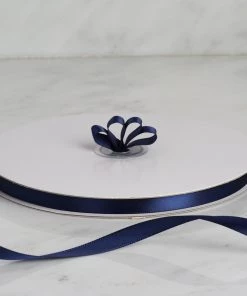 HIER_5143 100 Yards 3/8" Navy Blue Decorative Satin Ribbon