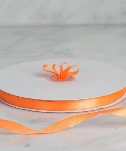 HIER_5143 100 Yards 3/8" Orange Decorative Satin Ribbon