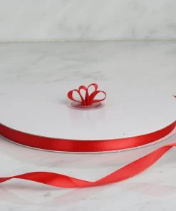 HIER_5143 100 Yards 3/8" Red Decorative Satin Ribbon