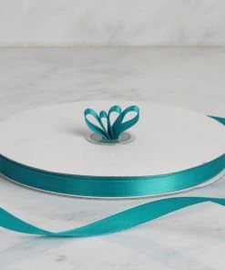 HIER_5143 100 Yards 3/8" Turquoise Decorative Satin Ribbon Fabric Bolts & Bags