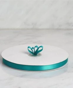 HIER_5143 100 Yards 3/8" Turquoise Decorative Satin Ribbon Fabric Bolts & Bags