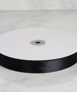 HIER_5143 100 Yards 7/8" Black Satin Ribbon