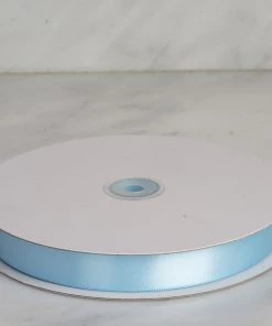 HIER_5143 100 Yards 7/8" Baby Blue Satin Ribbon Fabric Bolts & Bags