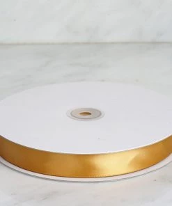 HIER_5143 100 Yards 7/8" Gold Satin Ribbon