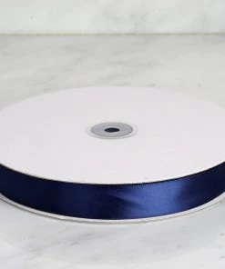 HIER_5143 100 Yards 7/8" Navy Blue Satin Ribbon Fabric Bolts & Bags