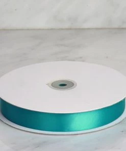 HIER_5143 100 Yards 7/8" Turquoise Satin Ribbon Fabric Bolts & Bags