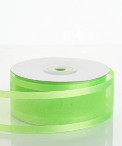 HIER_5140 25 Yards Sheer Apple Green Organza Ribbon For DIY Gift Wrapping Decorating - 1.5
