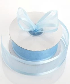 HIER_5141 Fabric Bolts & Bags 25 Yards 1.5" Baby Blue Organza Ribbon With Satin Edges