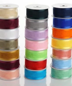 HIER_5141 Fabric Bolts & Bags 25 Yards 1.5" Black Organza Ribbon With Satin Edges