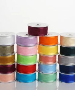 HIER_5140 25 Yards Sheer Apple Green Organza Ribbon For DIY Gift Wrapping Decorating - 1.5