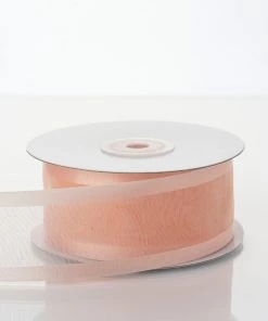 HIER_5141 25 Yards 1.5" Peach Organza Ribbon With Satin Edges 8 HIER_5141 25 Yards 1.5