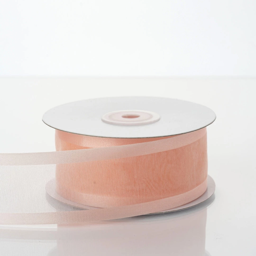 HIER_5141 25 Yards 1.5" Peach Organza Ribbon With Satin Edges 3 HIER_5141 25 Yards 1.5" Peach Organza Ribbon With Satin Edges