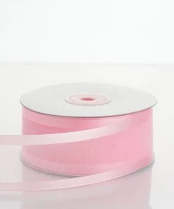 HIER_5141 Fabric Bolts & Bags 25 Yards 1.5" Pink Organza Ribbon With Satin Edges 8 HIER_5141 Fabric Bolts & Bags 25 Yards 1.5