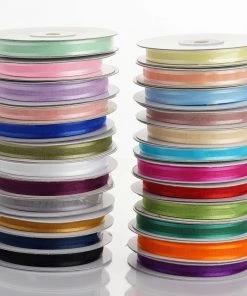 HIER_5140 Fabric Bolts & Bags 25 Yards 3/8" Orange Organza Ribbon With Satin Edge - Clearance SALE