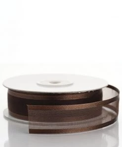 HIER_5140 7/8" X 25 Yards | Chocolate | DIY Organza Ribbon With Satin Edge - Clearance SALE