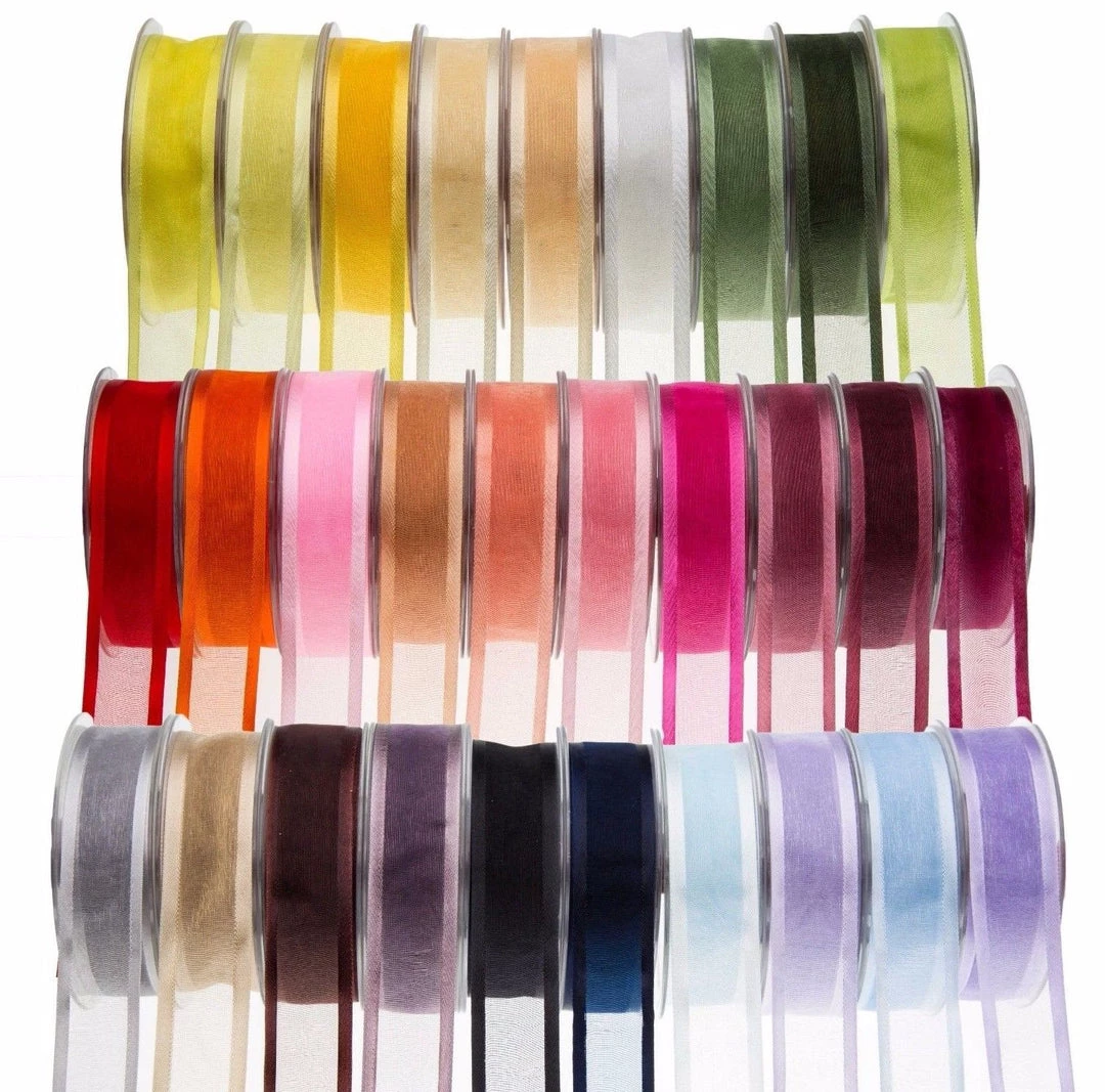 HIER_5141 25 Yards | 7/8" DIY Navy Blue Organza Ribbon With Satin Edge 2 HIER_5141 25 Yards | 7/8" DIY Navy Blue Organza Ribbon With Satin Edge