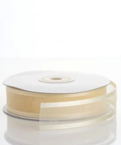 HIER_5141 25 Yards | 7/8" DIY Ivory Organza Ribbon With Satin Edge Fabric Bolts & Bags