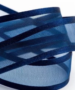HIER_5141 25 Yards | 7/8" DIY Navy Blue Organza Ribbon With Satin Edge 8 HIER_5141 25 Yards | 7/8