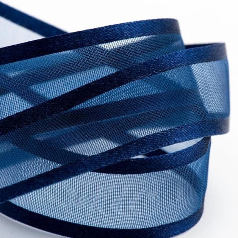 HIER_5141 25 Yards | 7/8" DIY Navy Blue Organza Ribbon With Satin Edge 3 HIER_5141 25 Yards | 7/8" DIY Navy Blue Organza Ribbon With Satin Edge