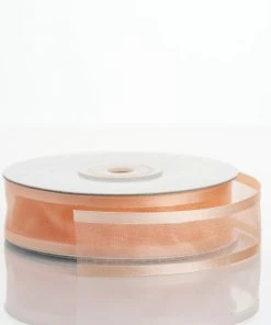 HIER_5140 25 Yards | 7/8" DIY Peach Organza Ribbon With Satin Edge - Clearance SALE