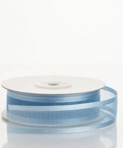 HIER_5140 Theme Décor 7/8" X 25 Yards | Serenity Blue | DIY Organza Ribbon With Satin Edge - Clearance SALE