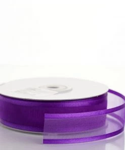 HIER_5141 25 Yards | 7/8" DIY Purple Organza Ribbon With Satin Edge