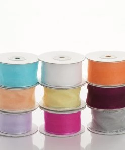 HIER_5141 10 Yards 1.5" Pink Wired Edge Organza Ribbon 9 HIER_5141 10 Yards 1.5