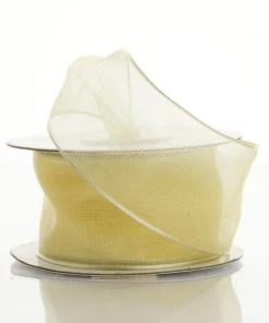HIER_5141 Fabric Bolts & Bags 10 Yards 1.5" Yellow Wired Edge Organza Ribbon