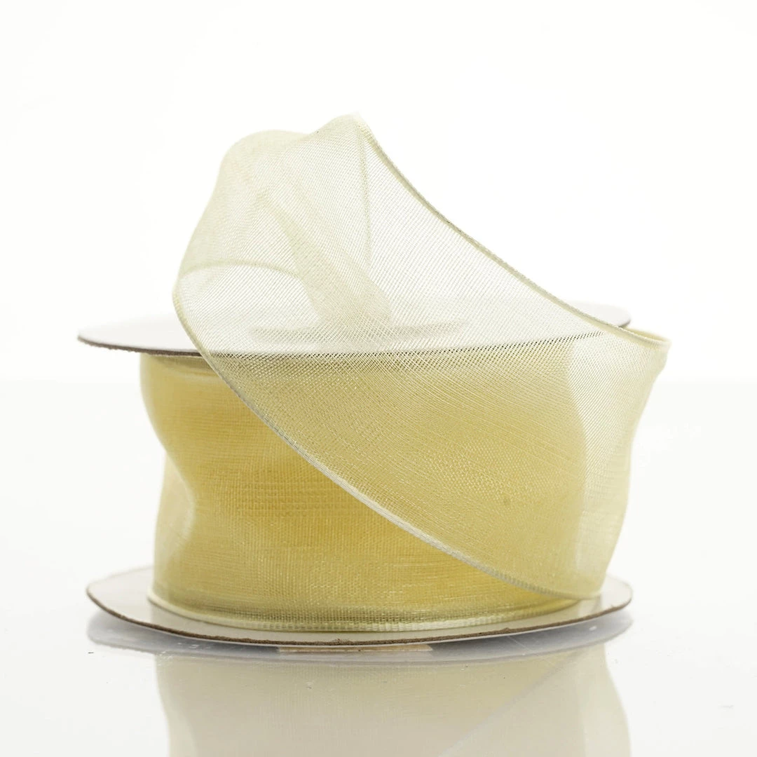 HIER_5141 Fabric Bolts & Bags 10 Yards 1.5" Yellow Wired Edge Organza Ribbon 1 HIER_5141 Fabric Bolts & Bags 10 Yards 1.5" Yellow Wired Edge Organza Ribbon