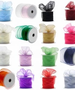 HIER_5141 Fabric Bolts & Bags 10 Yards 2.5" Red Wired Edge Organza Ribbon 7 HIER_5141 Fabric Bolts & Bags 10 Yards 2.5