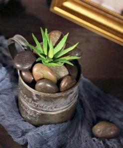 HIER_4830 2 Lbs Assorted Natural Polished Decorative Stones For Vases | Landscaping Rocks Aquarium Gravels Chargers & Centerpieces