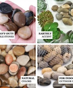 HIER_4830 2 Lbs Assorted Natural Polished Decorative Stones For Vases | Landscaping Rocks Aquarium Gravels Chargers & Centerpieces