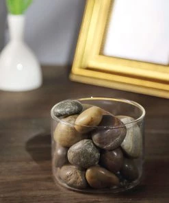 HIER_4830 2 Lbs Assorted Natural Polished Decorative Stones For Vases | Landscaping Rocks Aquarium Gravels Chargers & Centerpieces