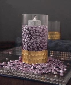 HIER_5200 Pack Of 2 Lbs | Metallic Rose Gold Decorative Crushed Gravel | Pebble Stone Vase Fillers - Clearance SALE Chargers & Centerpieces