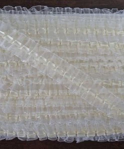 HIER_5160 25 Yards Ivory Double Layered Insertion Ruffled Lace Trim With Classic Organza Fabric 7 HIER_5160 25 Yards Ivory Double Layered Insertion Ruffled Lace Trim With Classic Organza Fabric