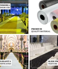 HIER_3900 Big Event Backdrops & Décor Rose Gold Sparkle Glitter Wedding Aisle Runner, Non-Woven Red Carpet Runner Prom, Hollywood, Glam Parties - Blush | 3FT X 50FT