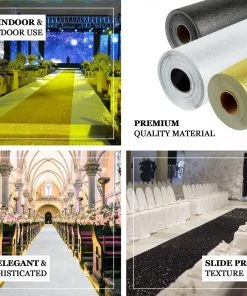 HIER_3900 Gold Sparkle Glitter Wedding Aisle Runner, Non-Woven Red Carpet Runner Prom, Hollywood, Glam Parties - 3FT X 50FT