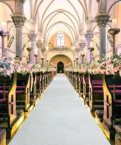 HIER_3900 Aisle Runners Silver Sparkle Glitter Wedding Aisle Runner, Non-Woven Red Carpet Runner Prom, Hollywood, Glam Parties - 3FT X 50FT