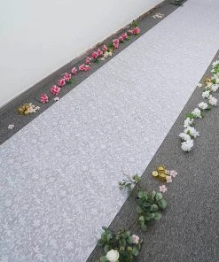 HIER_3900 36"x 100ft White Floral Lace Aisle Runner 20 HIER_3900 36