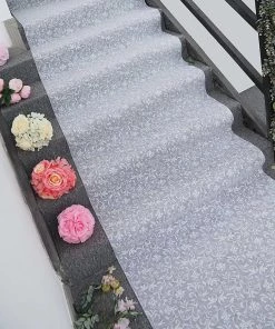 HIER_3900 36" X 50ft White Floral Lace Aisle Runner 20 HIER_3900 36