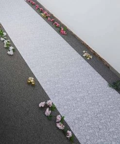 HIER_3900 36" X 50ft White Floral Lace Aisle Runner 22 HIER_3900 36